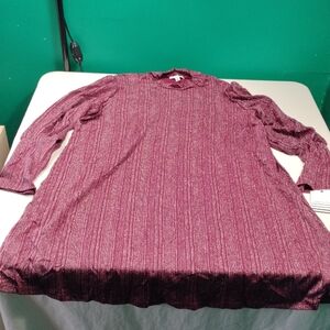 NWT Ophelia Roe Women's Burgundy And Silver Long Sleeve Top Size 1X